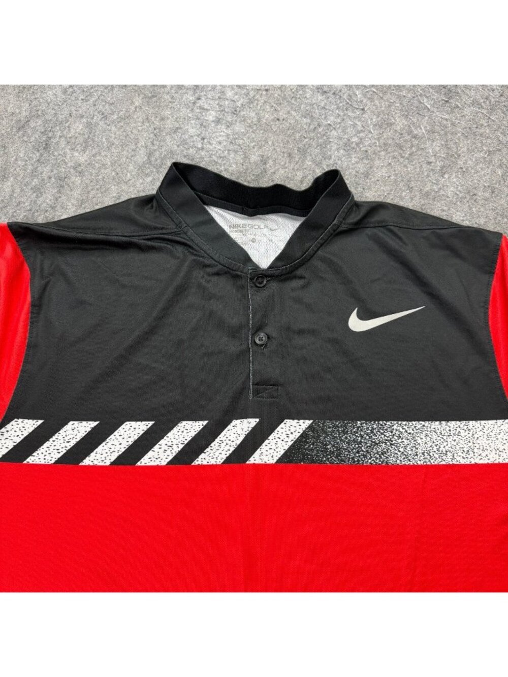 Nike Golf Polo Shirt Men XL Red Black Blade Collar Short Sleeve Colorblock